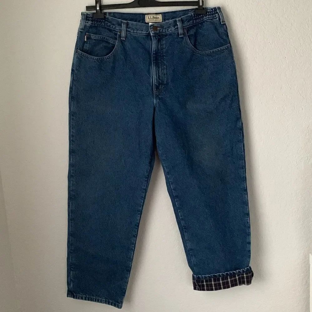 L.L. Bean Blue Comfort Waist Flannel Lined Denim Men’s Jeans Size 38/29